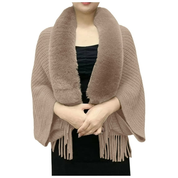 2025 Permitime Shawl Knitting Thick Shawl Scarf Warm Women's Loose Shawl with Womens Blanket Wrap with Sleeves Collar Soft Warm Knitted Dress Cover