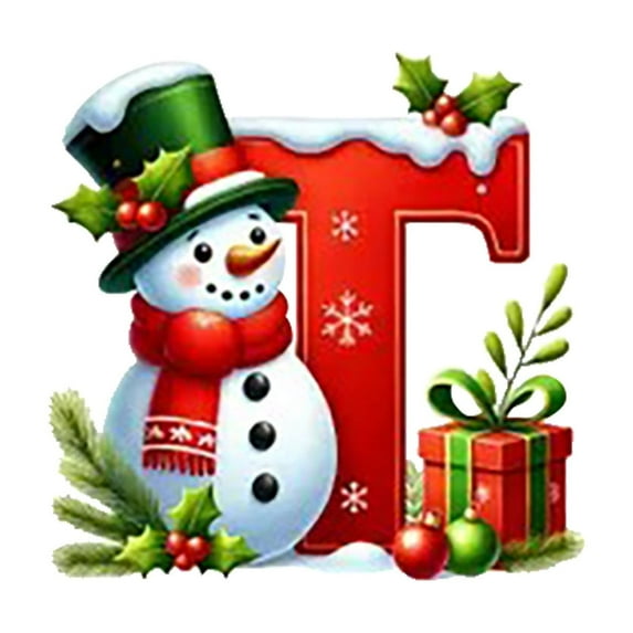 2025 Personalized A-Z Letter Ornaments for Christmas Tree - 26 Letters Snowman & Holiday Decor (Shatterproof Balls,Stars,Hearts,Holly) - for Xmas Tree,Party & Wedding Decorations,4in