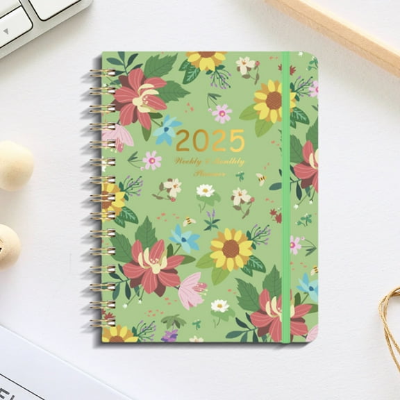 2025 Personalized Weekly and Monthly Planner - A5 Hardcover Flower Design Diary for Schedules, English Language, 21.5x15.5cm, Ideal for Sellers & Organized Planning