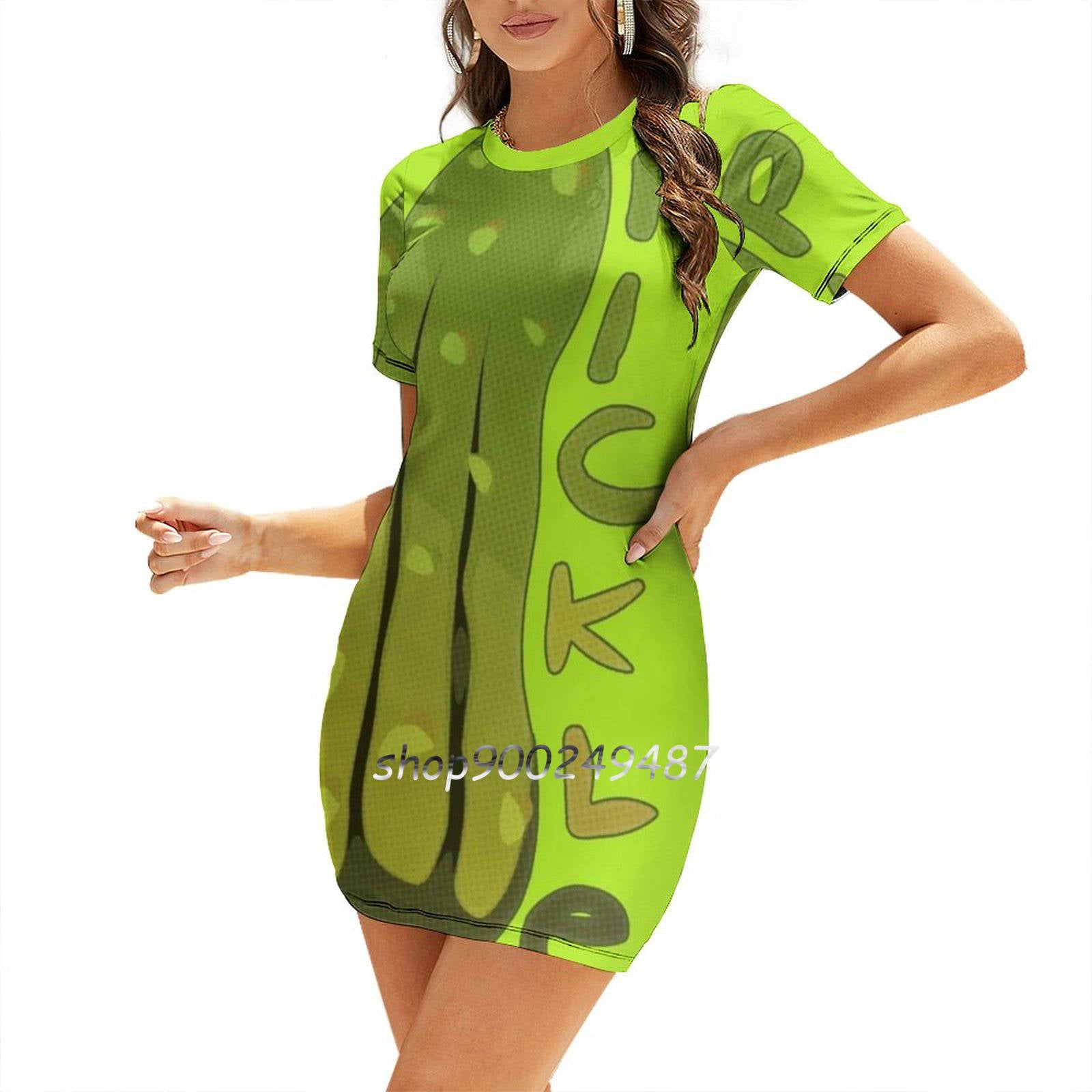 Cucumber Pickle Print Pattern Dress