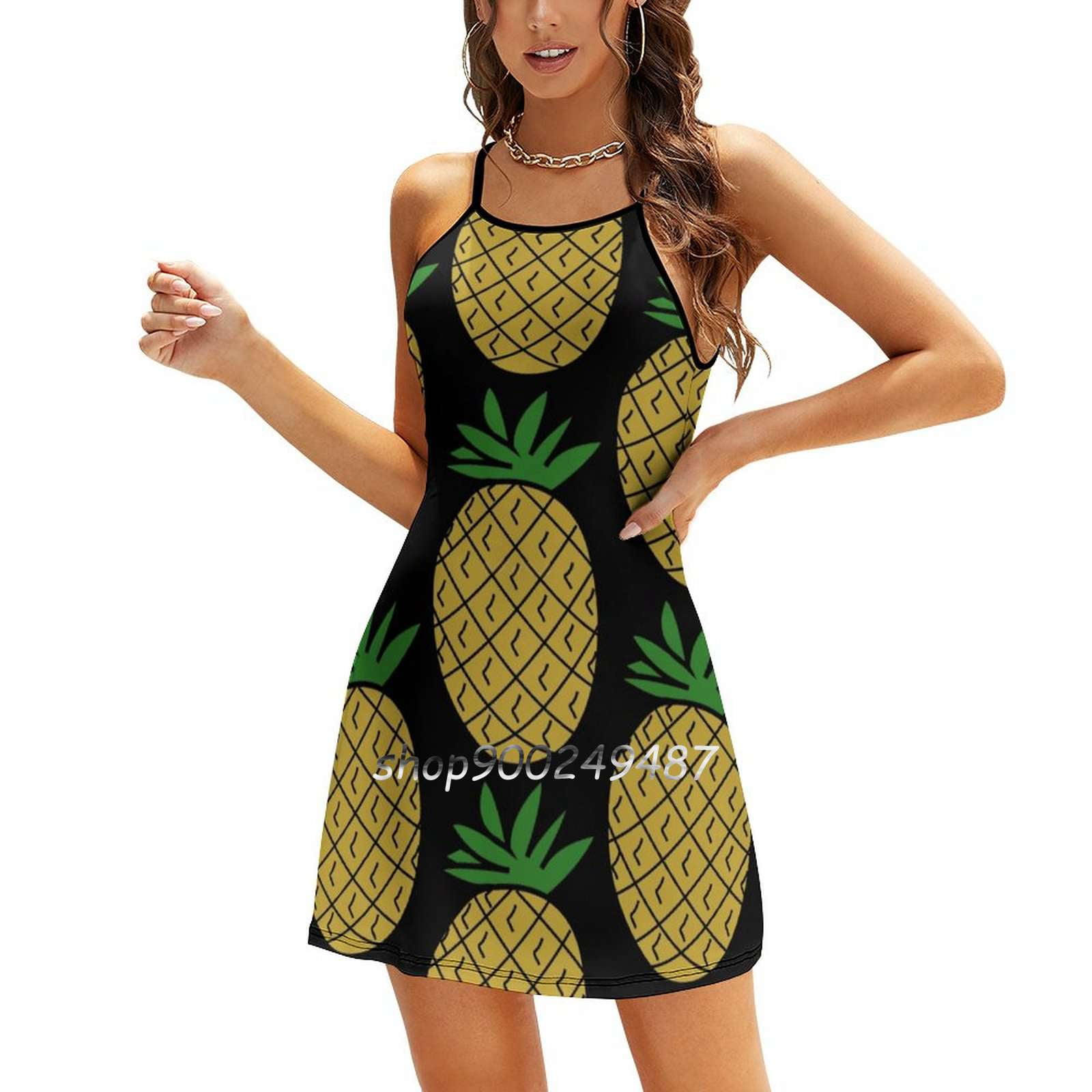 Pineapple print strappy dress