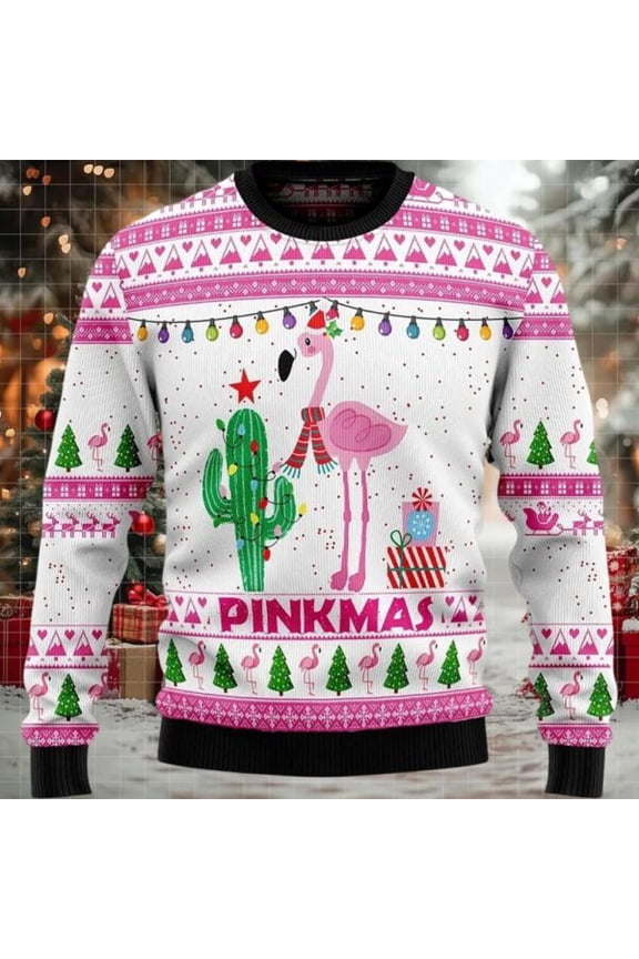 2025 Pinkmas Flamingo Christmas Sweater
