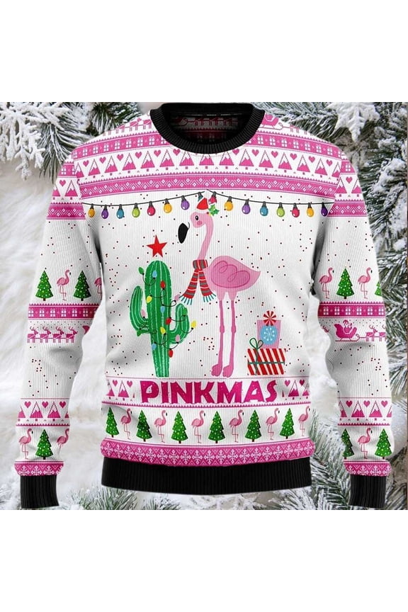 2025 Pinkmas Flamingo Christmas Sweater