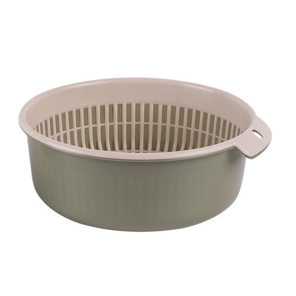 2025 Plan, Drain Rack, Kaireo Drain Basket Double Layer Household Fruit and Vegetable Washing Hollow Storage Basin Kitchen Multifunctional Storage Basket Green, 1*Double-Layer Drain Basket