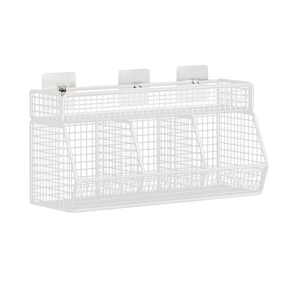 2025 Plan, Kaireo Kitchen Rack Wall Mount No Punch White, Wall Mounted Kitchen Shelves Small Item Organizer Wire Mesh Storage Basket Rack Easy Installation Large Capacity Clutter