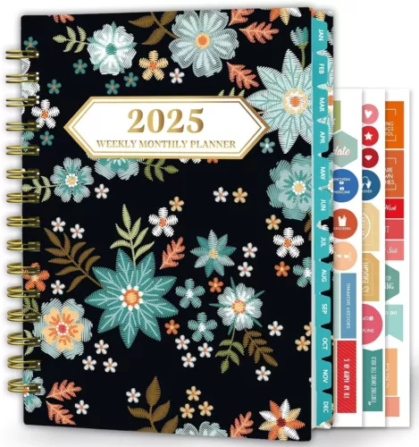 2025 Planner, 12-Month Daily Weekly Monthly Planner Spiral Notebook With Sticker