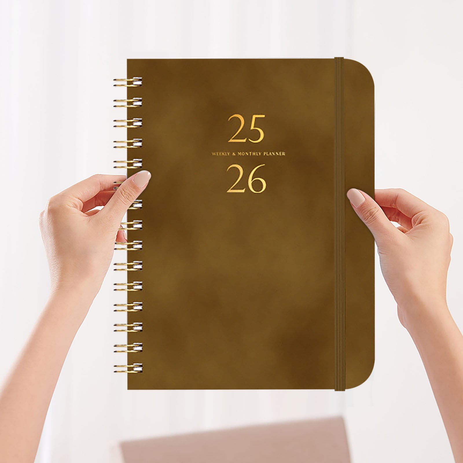 2025 Planner A5 Size - Leather Strap Coil Bound Planner with Self ...