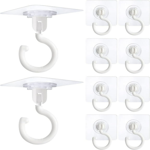 2025 Planner, Kaireo Household Hook, Hooks, 10 Adhesive Ceiling Hooks Sticky Hooks Clear Hooks for Walls No Damage Ceiling Hooks for Hanging Outdoor Clear Adhesive Hooks (White)