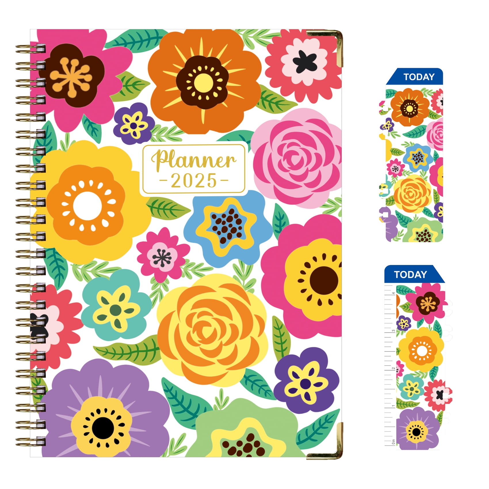 2025 Planner Weekly Monthly Flower Planner for Women Men Teacher Agenda Calendar Notebook