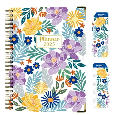 2025 Planner Weekly Monthly Flower Planner for Women Men Teacher Agenda Calendar Notebook