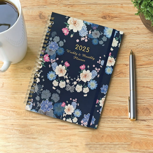 2025 Planner Weekly and Monthly Planner Spiral Bound Hardcover Floral 2025 Calendar Planner Book