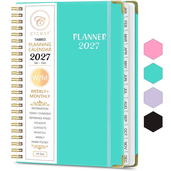 CTCMSP 2027 Planner Weekly Monthly Planner Calendar Notebook(Jan-Dec.2027,6.3"x8.5")Hardcover Daily Agenda Planner 2027 for Office,Home,Schedule,Academic Supplies
