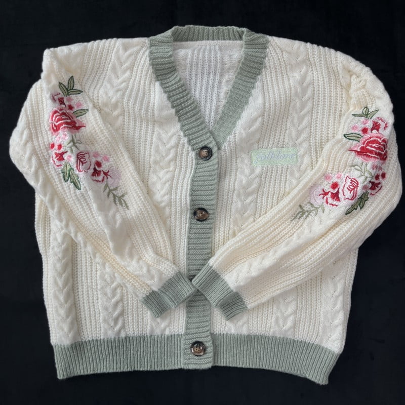 2025 Plus Size Eras Cardigan for Women Autumn Winter Flower Embroidered