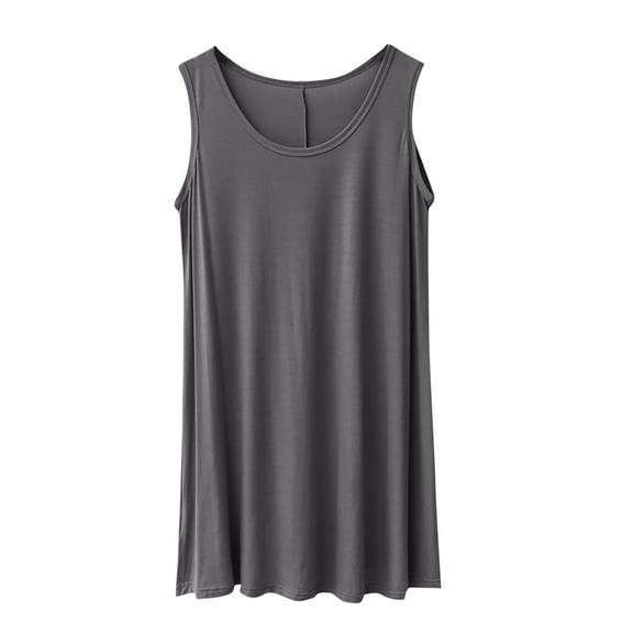 2025 Plus Size Women's Nightgowns Sleeveless Soft Summer Tank Sleepwear Trendy Solid Color Dresses with Pockets