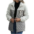 thumbnail image 1 of 2025 Plush Coat for Women Quilted Fleece Jacket for Women Vintage Leopard Patchwork Stand Neck Outerwear Open Zipper Plush Sweater Coat with Pocket Winter Plush Coat, 1 of 3