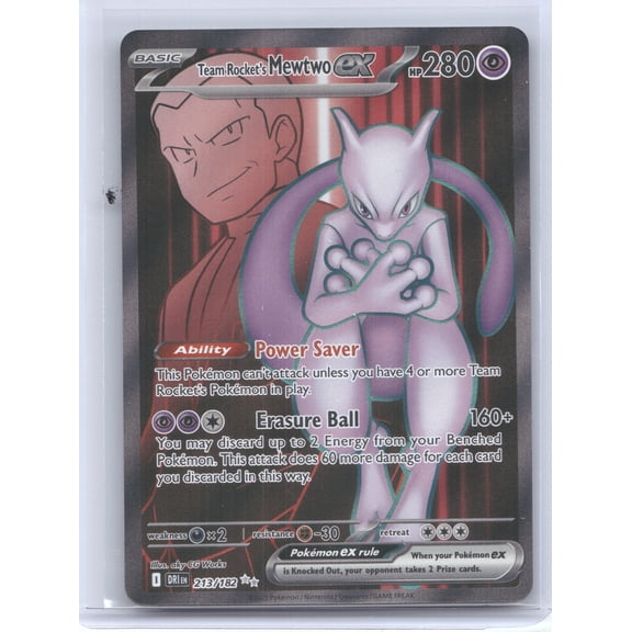 2025 Pokmon Team Rocket's Mewtwo ex Secret Rare 213 182 English Trading Card