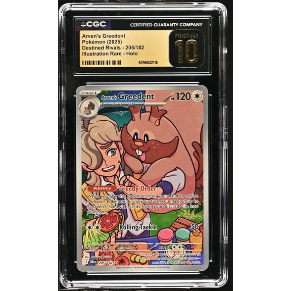 2025 Pokemon #205/182 Arven's Greedent Destined Rivals CGC 10
