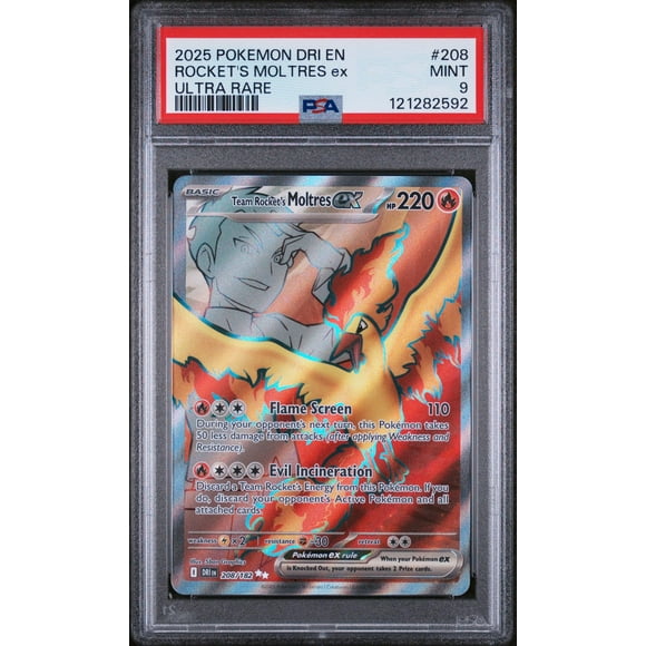 2025 Pokemon #208 Rocket's Moltres ex Ultra Rare PSA 9