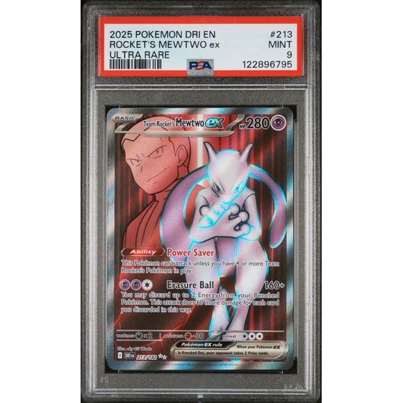 2025 Pokemon #213/182 Rocket's Mewtwo ex Ultra Rare PSA 9