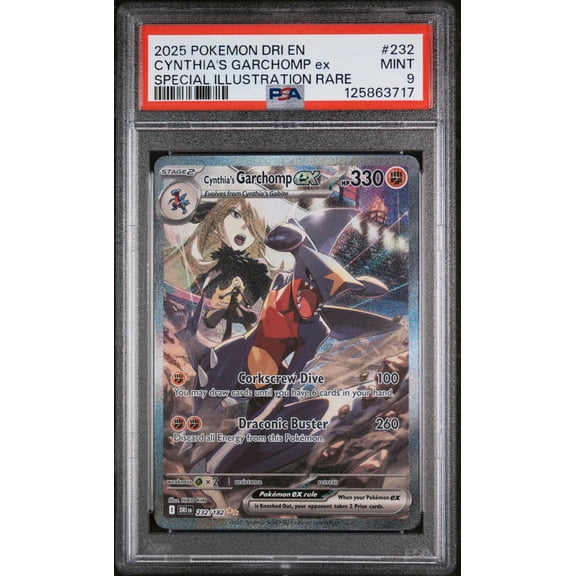 2025 Pokemon Destined Rivals Special Illustration Rare Cynthia's Garchomp Ex #232 PSA 9