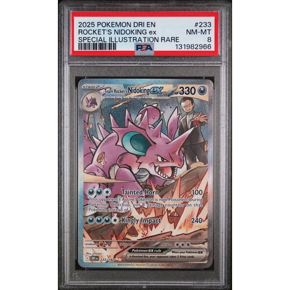 2025 Pokemon Destined Rivals Special Illustration Rare Team Rocket's Nidoking Ex #233 PSA 8