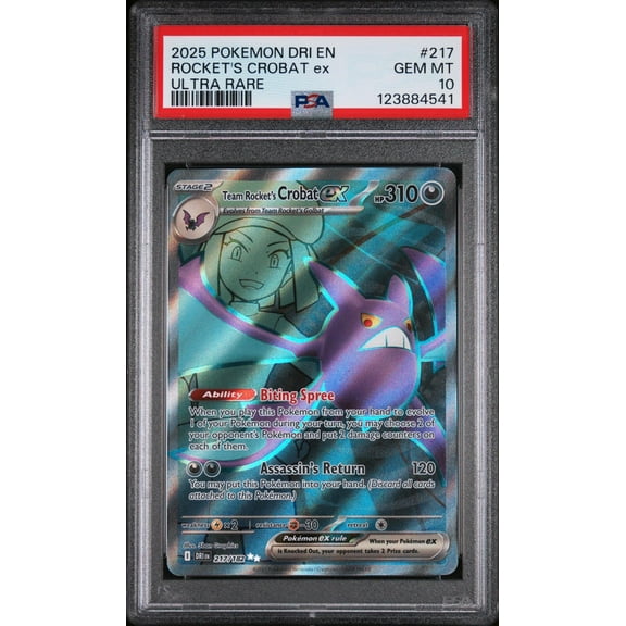 2025 Pokemon Destined Rivals Ultra Rare Team Rocket's Crobat Ex #217 /182 PSA 10