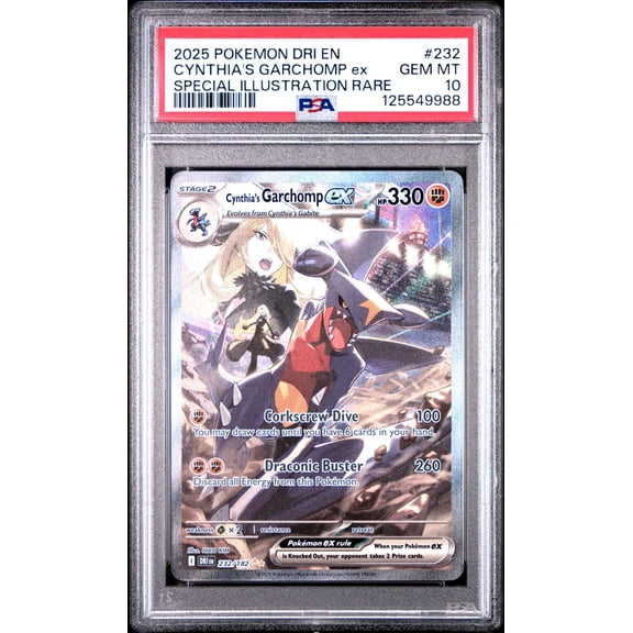 Graded 2025 PSA 10 Cynthia's Garchomp EX Special Illustration Rare #232 Pokemon