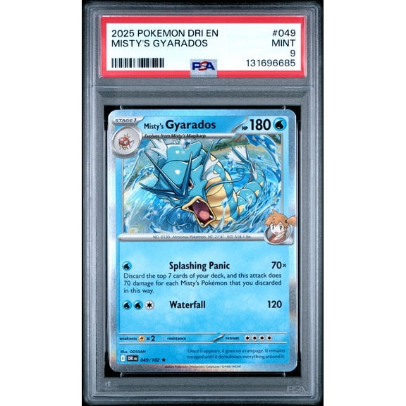 2025 Pokemon Dri EN-Destined Rivals Misty's Gyarados PSA 9 #049