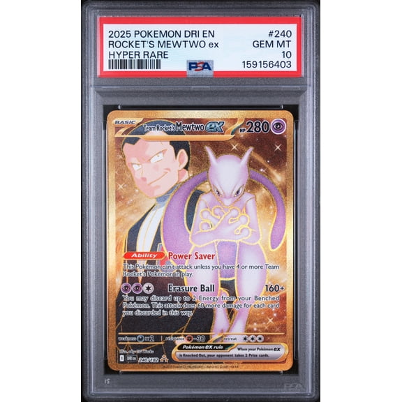 2025 Pokemon Dri EN-Destined Rivals Rocket's Mewtwo EX Hyper Rare PSA 10 #240