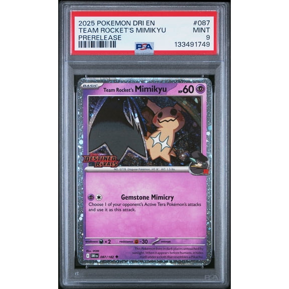 2025 Pokemon Dri EN-Destined Rivals Team Rocket's Mimikyu Prerelease PSA 9 #087