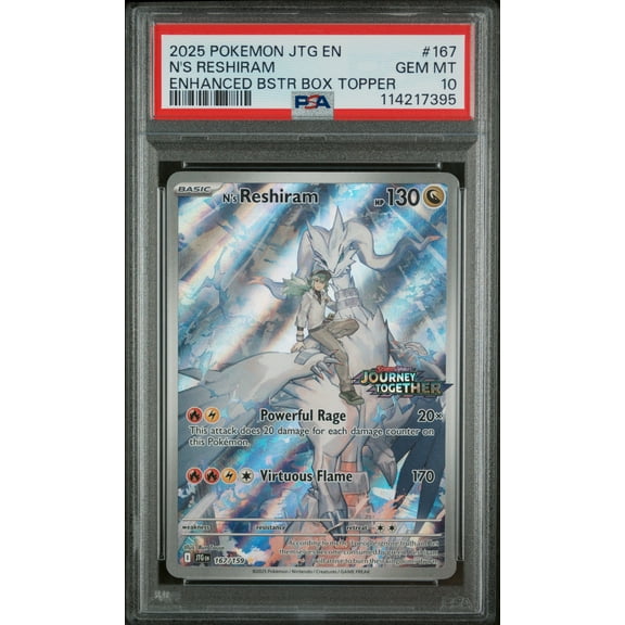 2025 Pokemon Journey Together N's Reshiram Trading Card PSA 10 Enhanced Box Topper #167