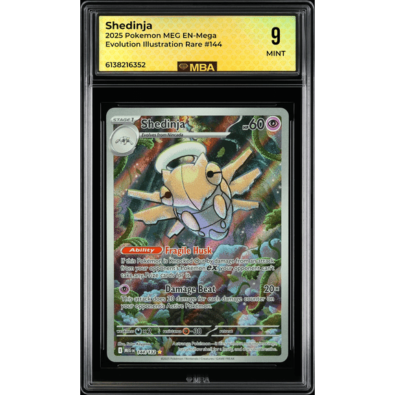 Graded 2025 Pokemon MEG EN-Mega Evolution Shedinja #144 Illustration Rare MBA 9