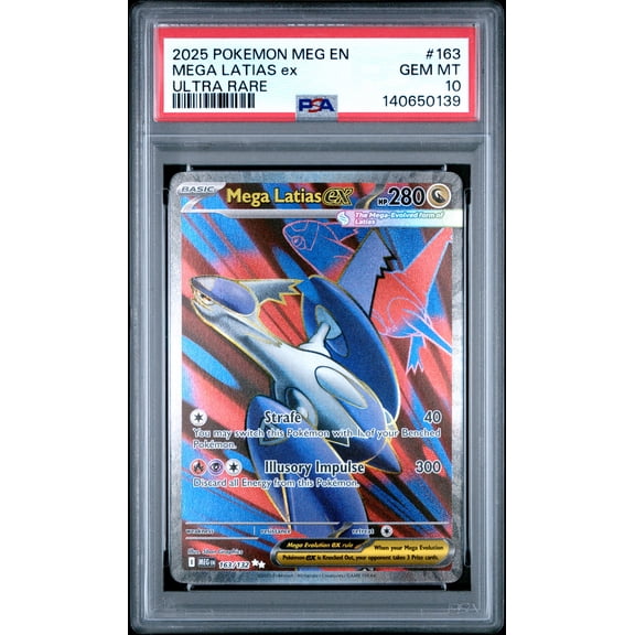 2025 Pokemon Meg EN-Mega Evolution Mega Latias EX #163 Ultra Rare PSA 10