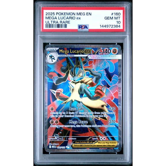 2025 Pokemon Meg EN-Mega Evolution Mega Lucario EX Ultra Rare PSA 10 #160