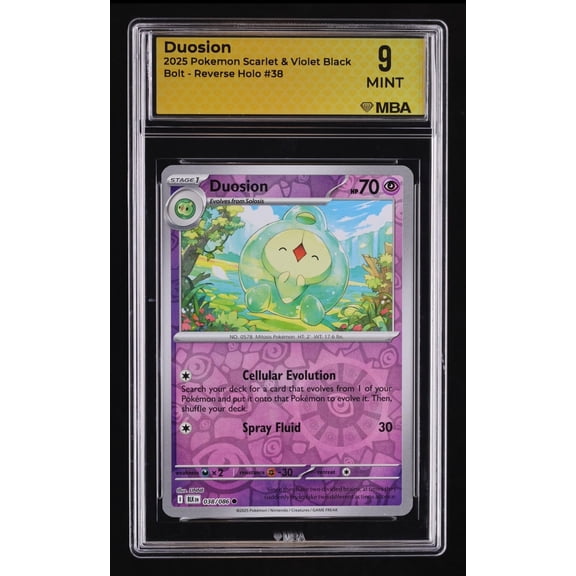 Graded 9 MBA 2025 Pokemon Scarlet & Violet Black Bolt Duosion Reverse Holo #38 Trading Card