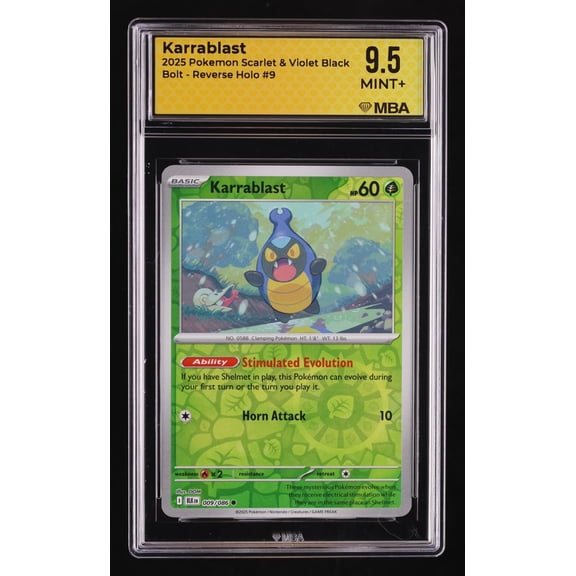 Graded 2025 Pokemon Scarlet & Violet Black Bolt Karrablast Reverse Holo #9 MBA 9.5 Trading Card
