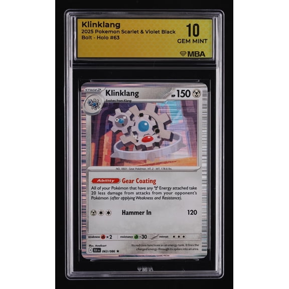 2025 Pokemon Scarlet & Violet Black Bolt Klinklang Holo MBA 10 #63