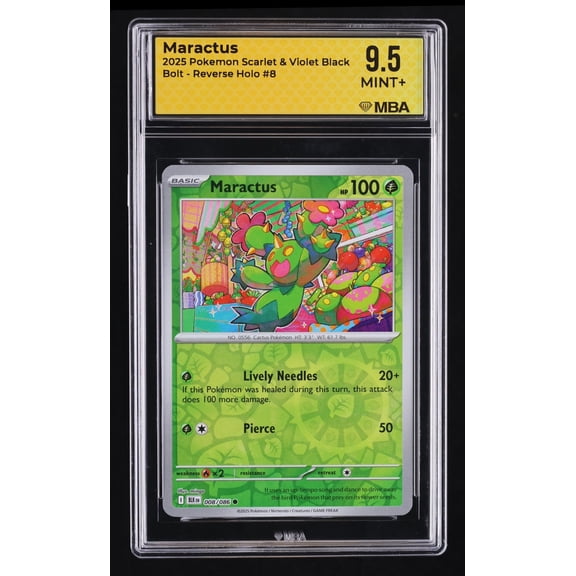 Graded 2025 Pokemon Scarlet Violet Black Bolt Maractus Reverse Holo #8 MBA 9.5 Trading Card