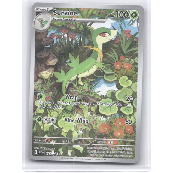 2025 Pokemon Scarlet & Violet Black Bolt Secret Rare Servine #088/086 English Trading Card
