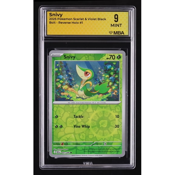 Graded Pokemon Trading Card 2025 Scarlet & Violet Black Bolt Snivy Reverse Holo MBA 9 #1