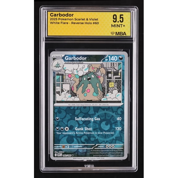 Graded 2025 Pokemon Scarlet & Violet White Flare Garbodor Reverse Holo Trading Card MBA 9.5 #60