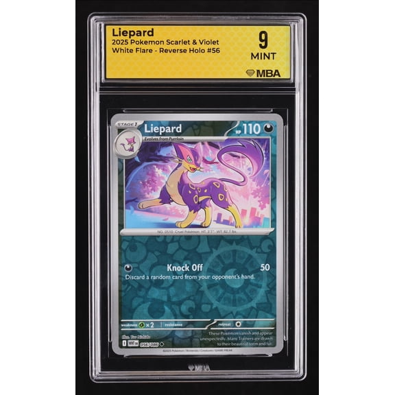 Graded 2025 Pokemon Scarlet & Violet White Flare Liepard Reverse Holo #56 MBA 9 Trading Card