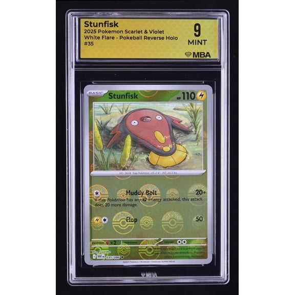 2025 Pokemon Scarlet & Violet White Flare Stunfisk Reverse Holo MBA 9 #35