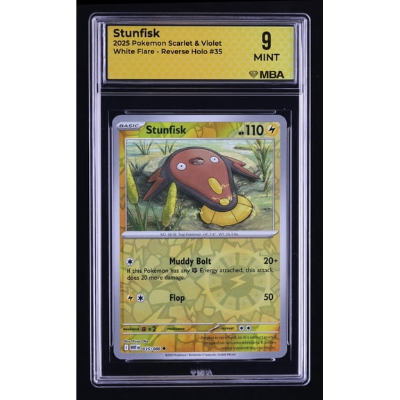 2025 Pokemon Scarlet & Violet White Flare Stunfisk Reverse Holo MBA 9 #35