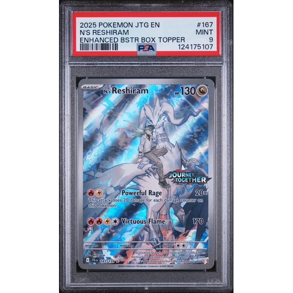 2025 Pokemon Scarlet and Violet Journey Together Enhanced Booster Box Topper N's Reshiram #167 PSA 9