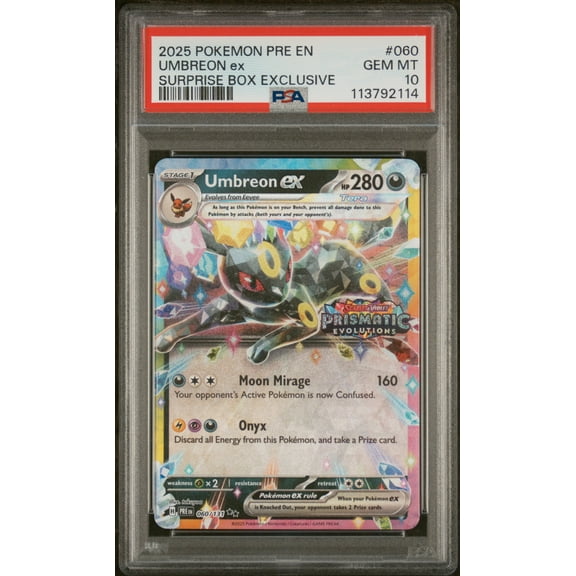 2025 Pokemon Scarlet and Violet Prismatic Evolutions Surprise Box Exclusive Umbreon Ex #60 PSA 10