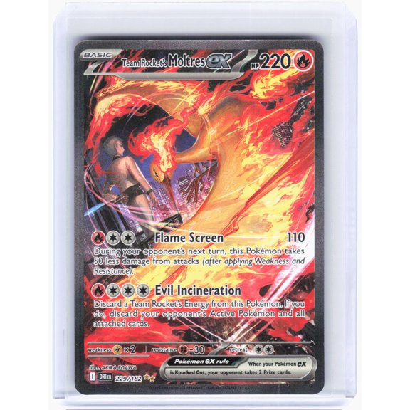 2025 Pokemon Team Rocket's Moltres ex Destined Rivals SIR Holo #229/182 Trading Card