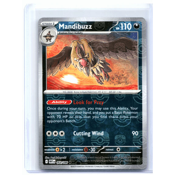 2025 Pokemon White Flare Mandibuzz Master Ball Pattern Reverse Holo Uncommon 064/086 Trading Card