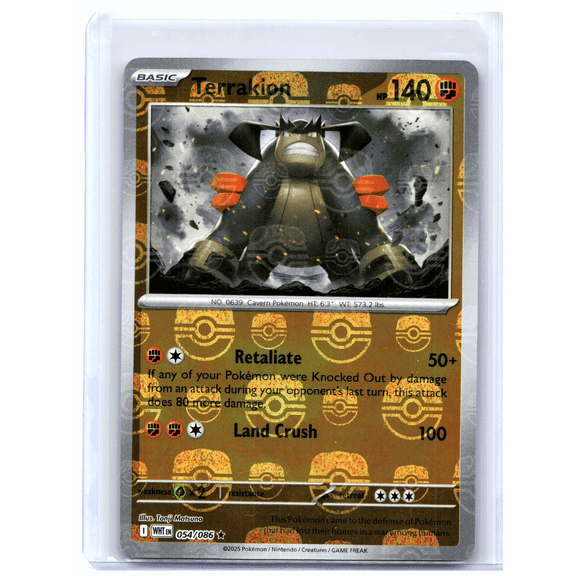 2025 Pokemon White Flare Terrakion Master Ball Pattern Reverse Holo Rare 054/086 English Trading Card