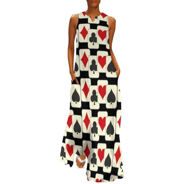 Casino Playing Card Poker Pattern Print Dress